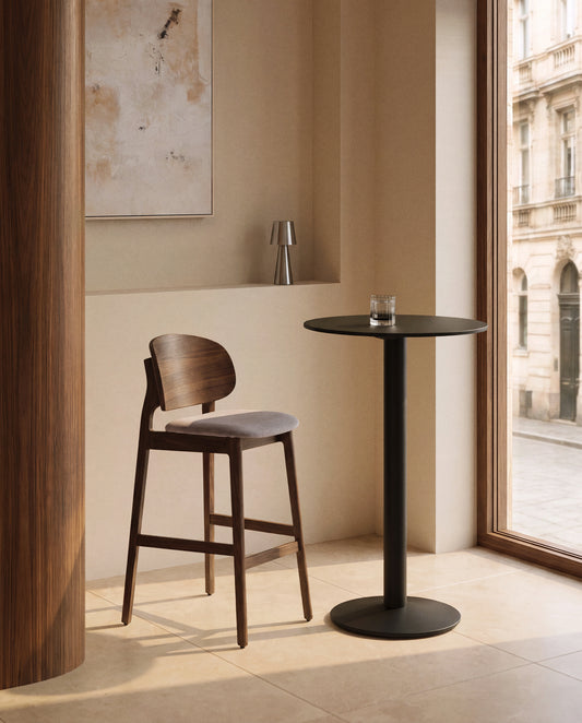 Esilda high round outdoor table in black with metal leg in a painted black finish, Ø 60 x 96 cm