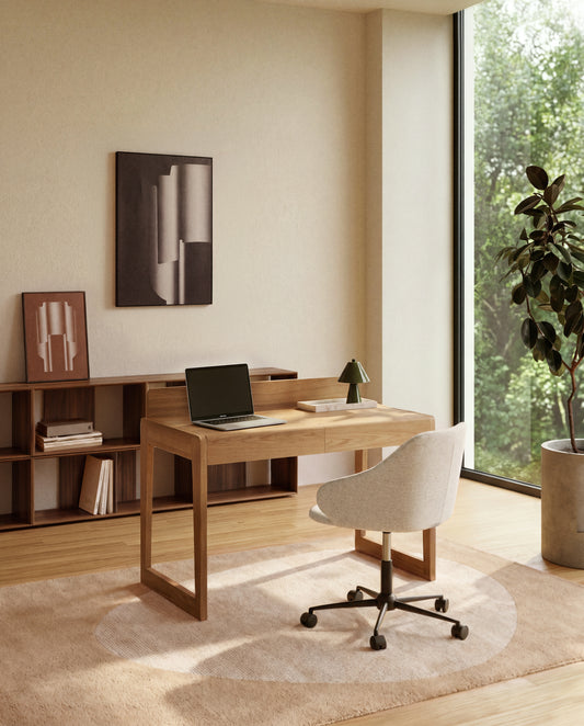 Arandu table in solid ash veneer and wood 120 x 60 cm