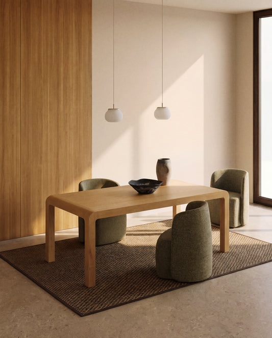 Erisia extendable table in solid oak wood with a natural tone finish 200 (280) x 100 cm FSC 100%