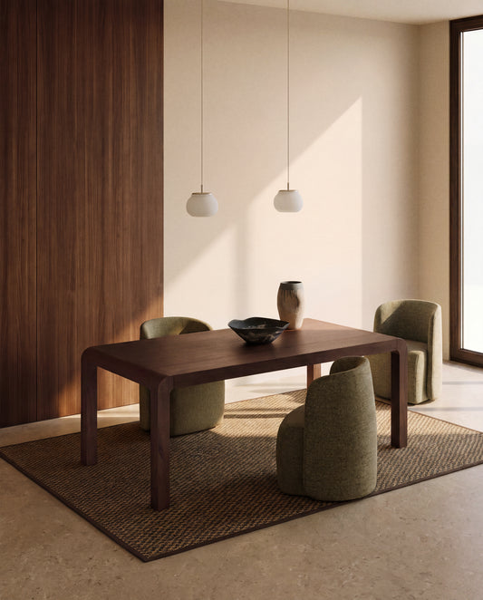 Erisia extendable table in solid oak wood with a dark walnut tone finish 200 (280) x 100 cm FSC 100%