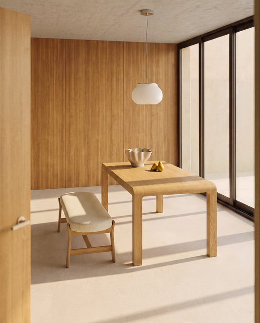 Erisia extendable table in solid oak wood with a natural tone finish 180 (230) x 90 cm FSC 100%