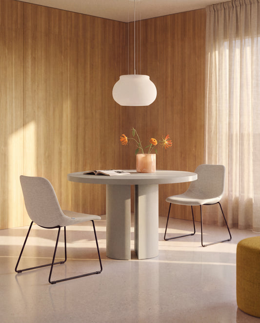 Nealy round table in lacquered MDF in an ecru finish, Ø 150 cm