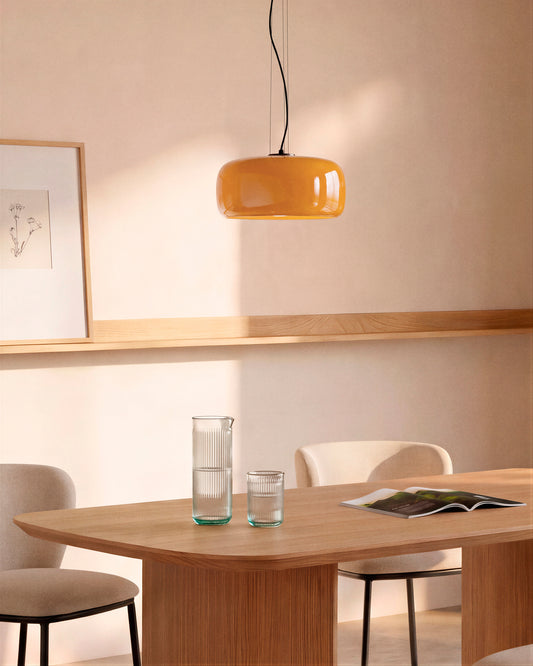 Reig orange glass ceiling lamp, Ø 38 cm