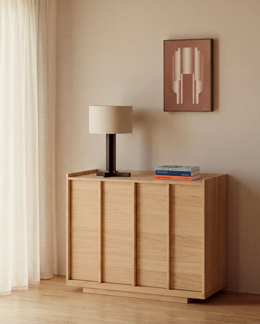 Onix sideboard with an oak veneer in a natural tone finish, 100 x 80 cm FSC Mix Credit