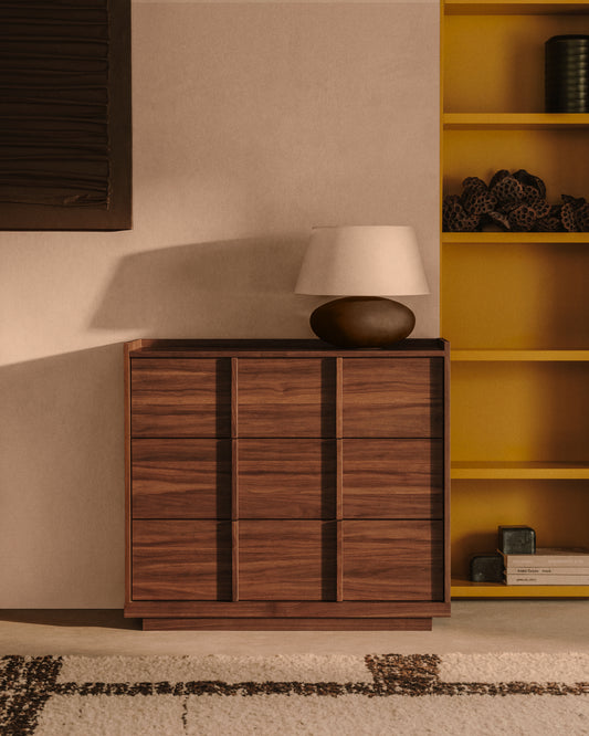 Onix chest of drawers with 3 drawers, walnut veneer, dark finish, 100x78cm FSC Mix Credit