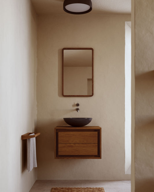 Kenta bathroom furniture in solid teak wood with a walnut finish,  60 x 45 cm