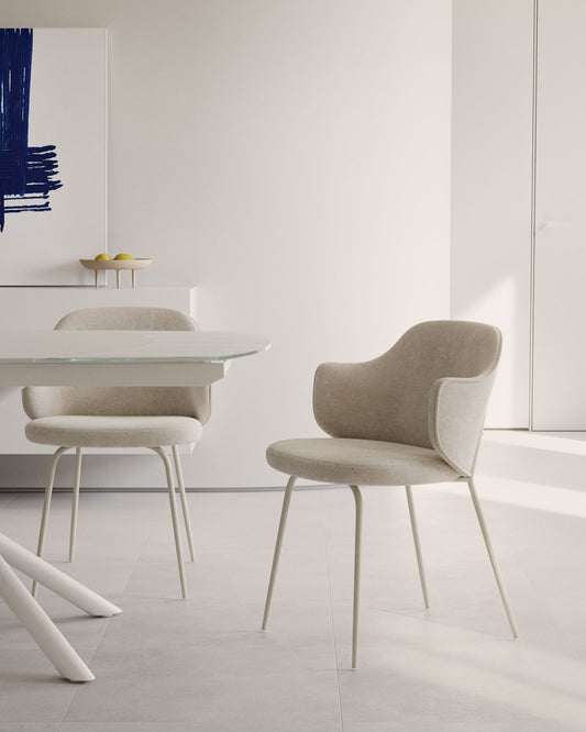Yunia chair in beige with steel legs in a painted beige finish FSC 100%