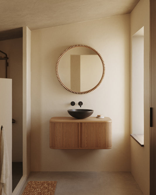 Mailen bathroom cupboard in ash veneer in a natural finish, 90 x 45 cm