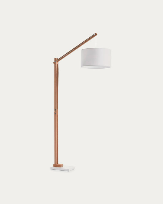 Riaz floor lamp in beech wood with white lampshade