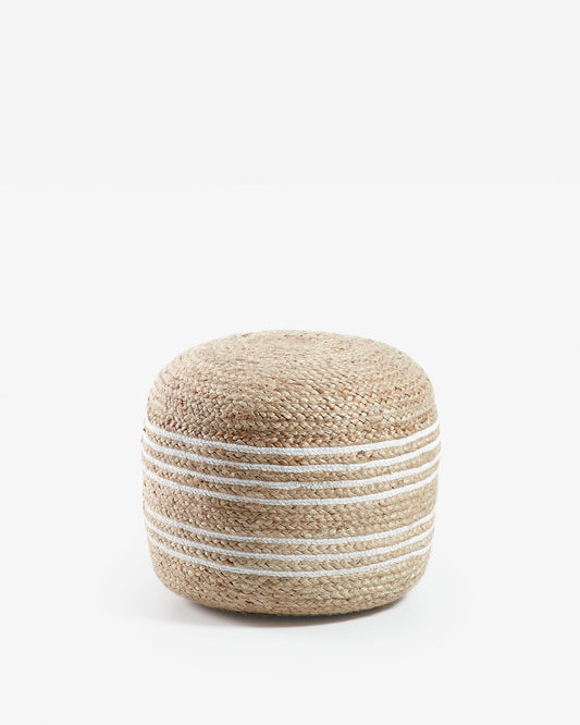 Natural and white Saht pouf Ø 45 cm