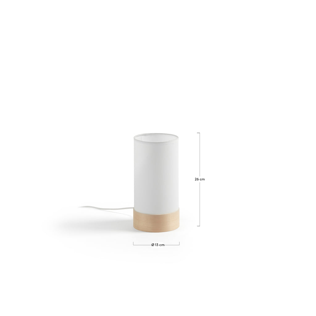 Slat table lamp in cotton and beech wood