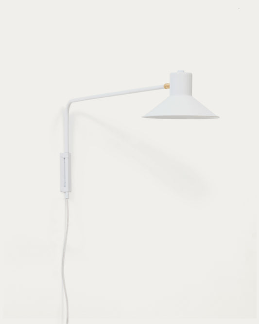 Aria steel wall light with white finish