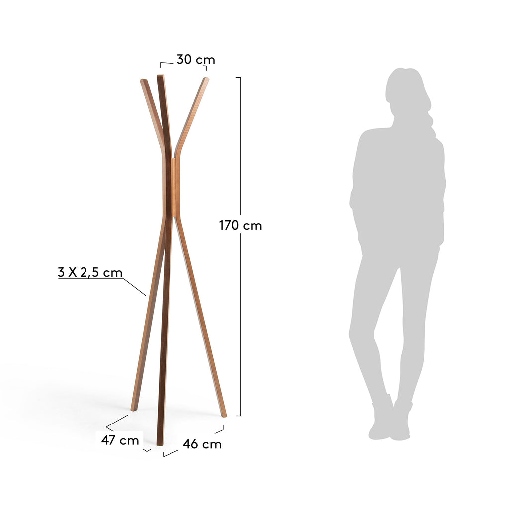 Chelsey solid rubber wood coat rack, 170 cm