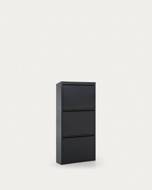 Ode shoe rack with 3 doors in dark grey, 50 x 103 cm
