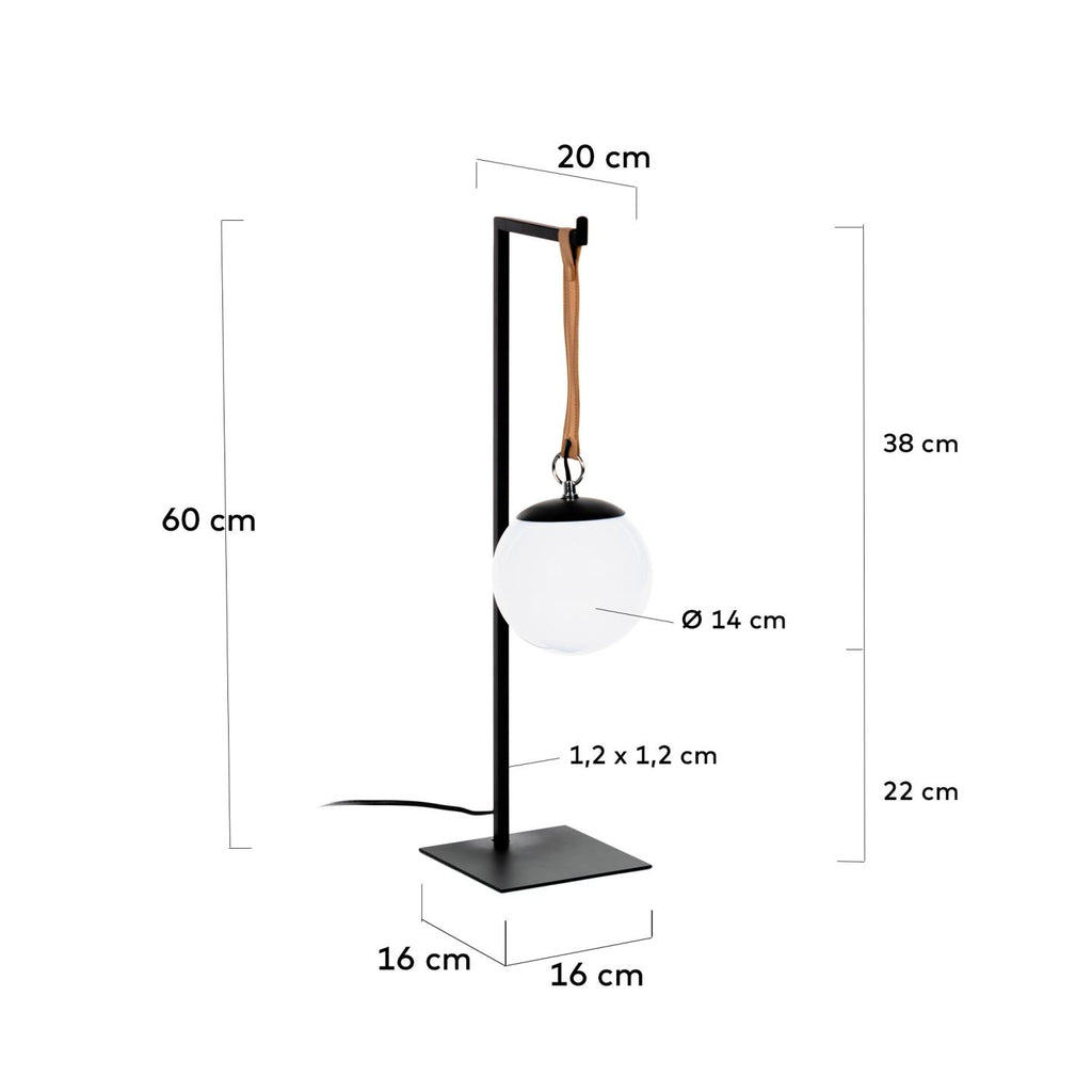 Monteiro steel and leather table lamp