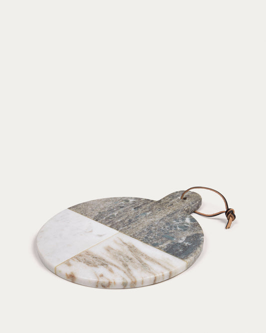 Xamila large round serving board in multicoloured marble
