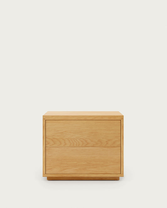 Abilen oak veneer and white lacquer bedside table, 53 x 44 cm, certified FSC 100%