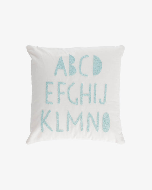Keila 100% cotton blue alphabet cushion cover white 45 x 45 cm