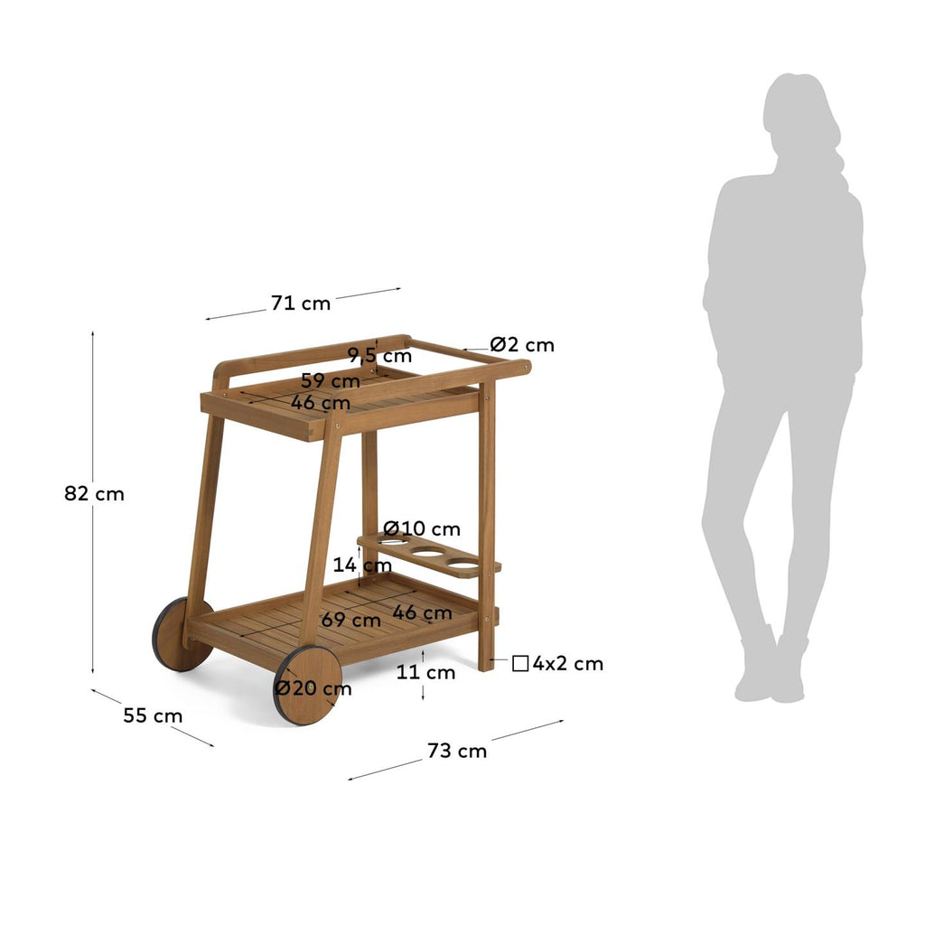 Felisa solid acacia hostess trolley FSC 100%