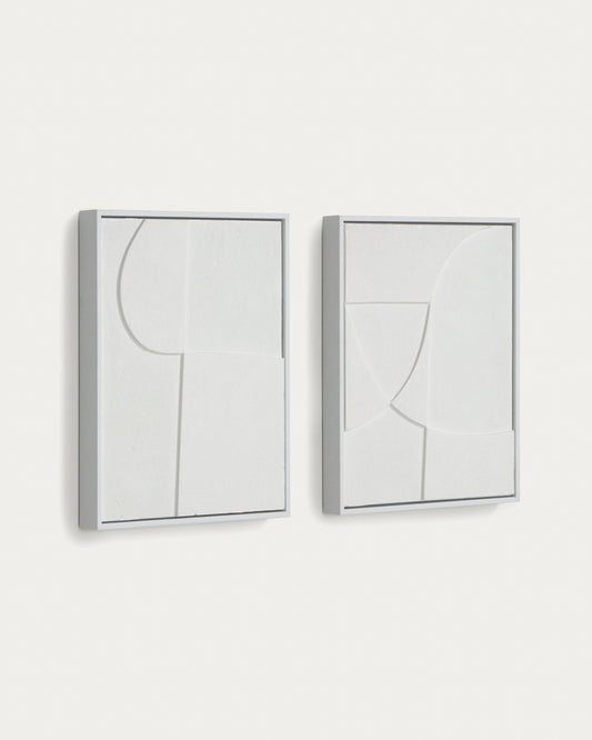 Beija set of two white pictures 32 x 42 cm