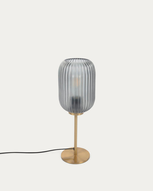 Hestia table lamp in metal with brass and grey glass finish