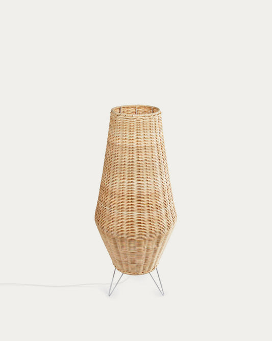 Large Kamaria floor lamp in rattan with natural finish