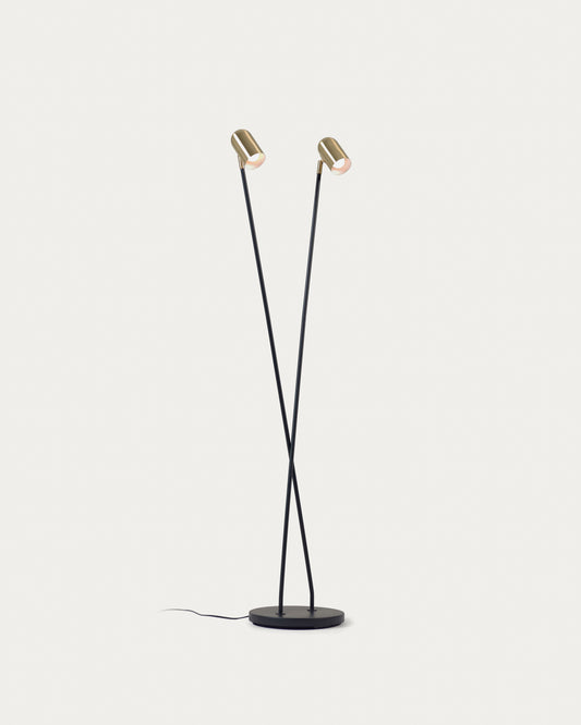 Clemence floor lamp in black metal with gold finish lampshades