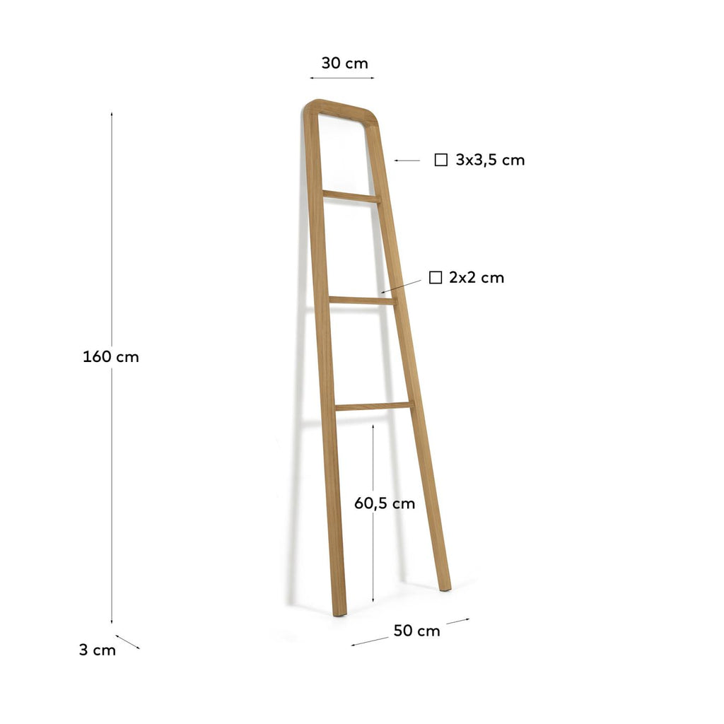 Uliana solid teak towel rail with natural finish 50 x 160 cm
