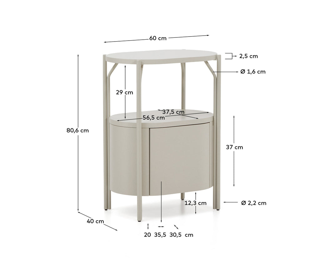 Arely bathroom vanity unit with steel structure and white lacquered MDF 60 x 40cm