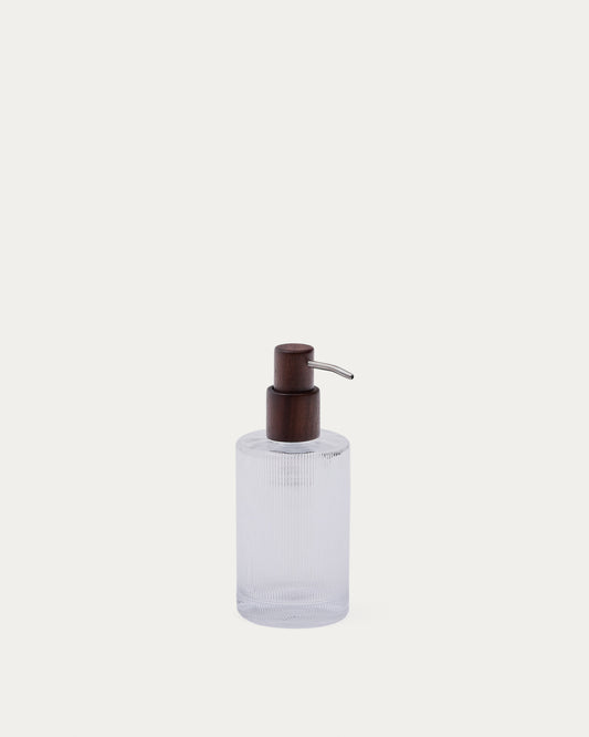 Arlem soap dispenser in clear glass and bamboo