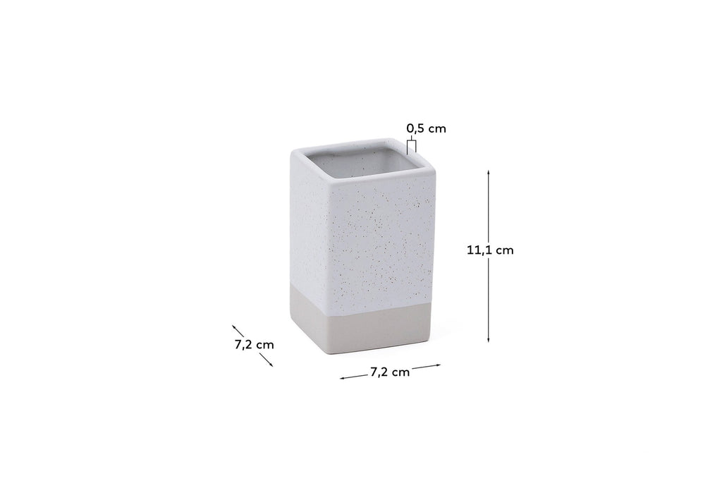 Careli beige stoneware toothbrush holder