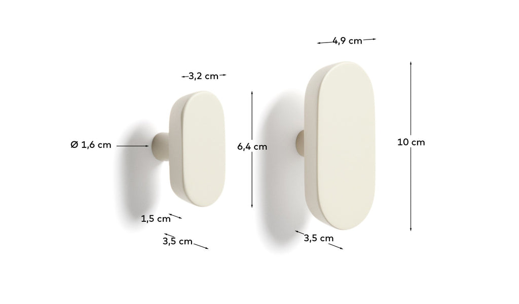 Arely set of 2 solid beech wood hangers with beige lacquer finish 6.5 cm/10 cm