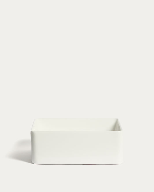 Ovara countertop basin in white glazed ceramic 36.5 x 36.5 cm