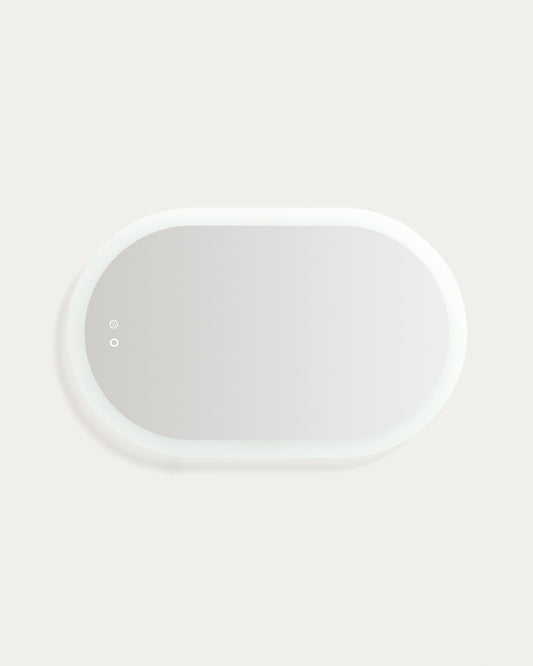 Mervi oval bathroom mirror with LED light and anti-fog 80 x 50cm