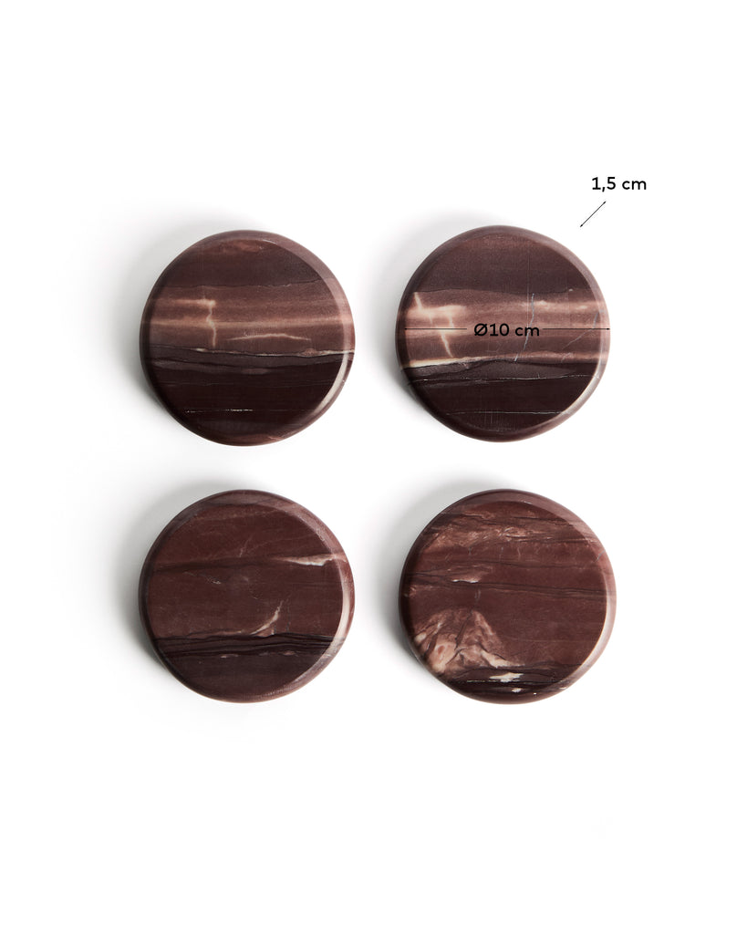 Meran set of 4 burgundy marble coasters