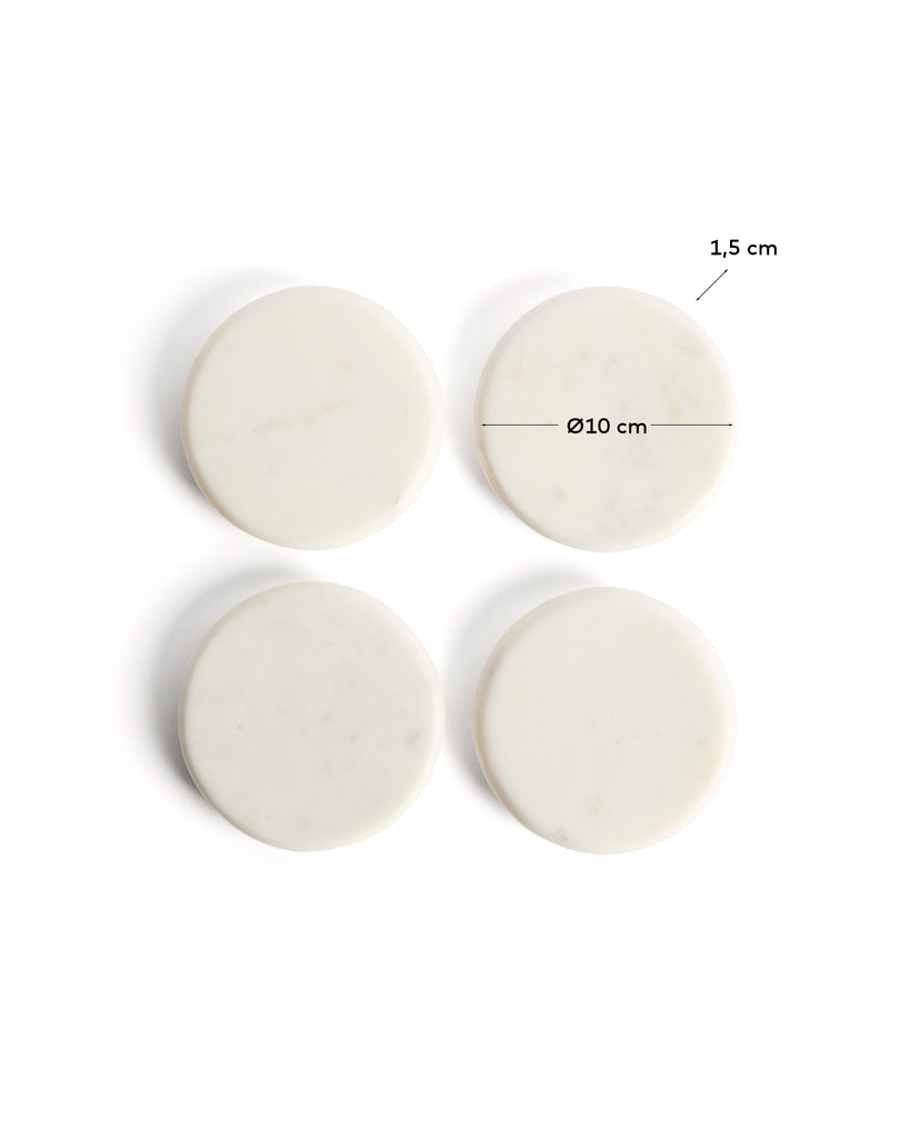 Erefi set of 4 white marble coasters