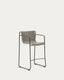 Maurina stool in green galvanised steel and ecru and grey rope cord 64,5cm