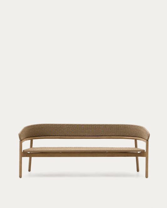 Arinella 3-seater sofa in FSC 100% solid acacia wood with natural finish and beige rope cord 167 cm