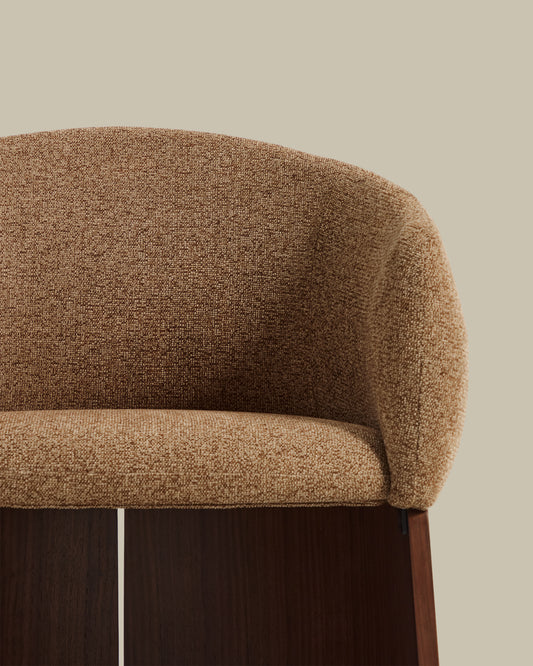 Bosca chair in brown chenille and walnut veneer FSC 100%