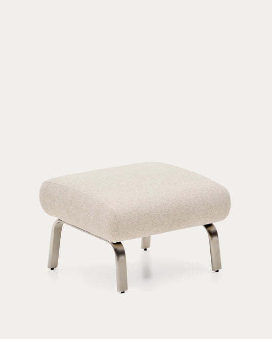 Amsen beige footrest with brushed stainless steel legs 68 x 55 cm