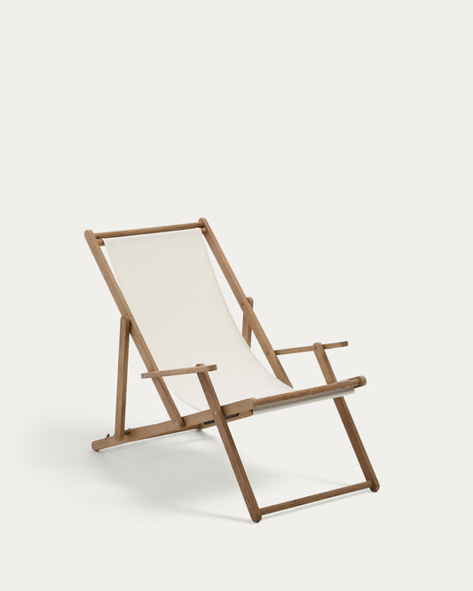 Vilara white outdoor folding deck chair made of FSC 100% solid acacia wood