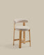 Granite stool in beige chenille and solid ash wood with natural tone finish FSC 100% 65cm