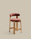 Granite stool in terracotta chenille and solid ash wood with natural tone finish FSC 100% 65cm