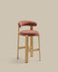 Granite stool in terracotta chenille and solid ash wood with natural tone finish FSC 100% 75cm