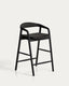 Derile stool in solid oak wood with black finish and black paper rope cord FSC Mix Credit 65cm