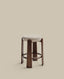 Granite stool in beige chenille and solid ash wood with walnut-coloured finish FSC 100% 65cm