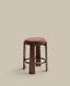 Granite stool in brown chenille and solid ash wood with walnut-coloured finish FSC 100% 65cm
