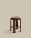 Granite stool in brown chenille and solid ash wood with walnut-coloured finish FSC 100% 65cm