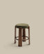 Granite fire-retardant stool in green chenille and solid ash wood with walnut-coloured finish FSC 100% 65cm