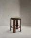 Granite stool in green chenille and solid ash wood with walnut-coloured finish FSC 100% 65cm